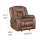 Olaf Manual Glider Recliner Chair Plush Saddle Brown Faux Leather BM329837