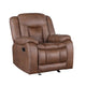 Olaf Manual Glider Recliner Chair Plush Saddle Brown Faux Leather BM329837