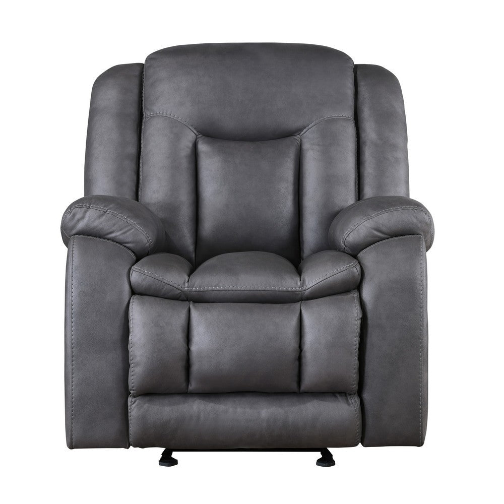 Olaf Manual Glider Recliner Chair Plush Dark Gray Faux Leather BM329838