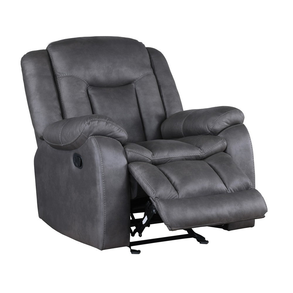 Olaf Manual Glider Recliner Chair Plush Dark Gray Faux Leather BM329838