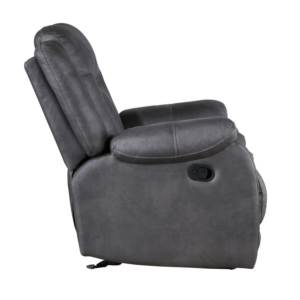 Olaf Manual Glider Recliner Chair Plush Dark Gray Faux Leather BM329838