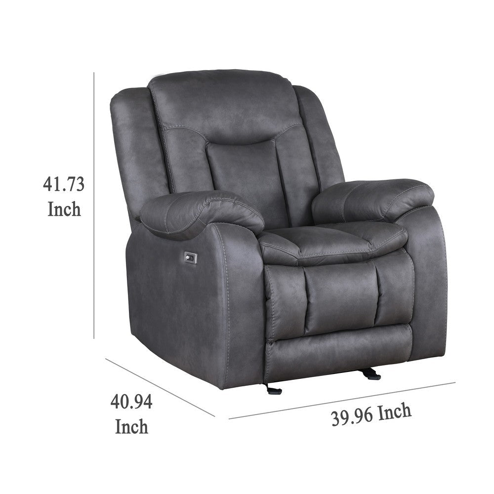 Olaf Manual Glider Recliner Chair Plush Dark Gray Faux Leather BM329838