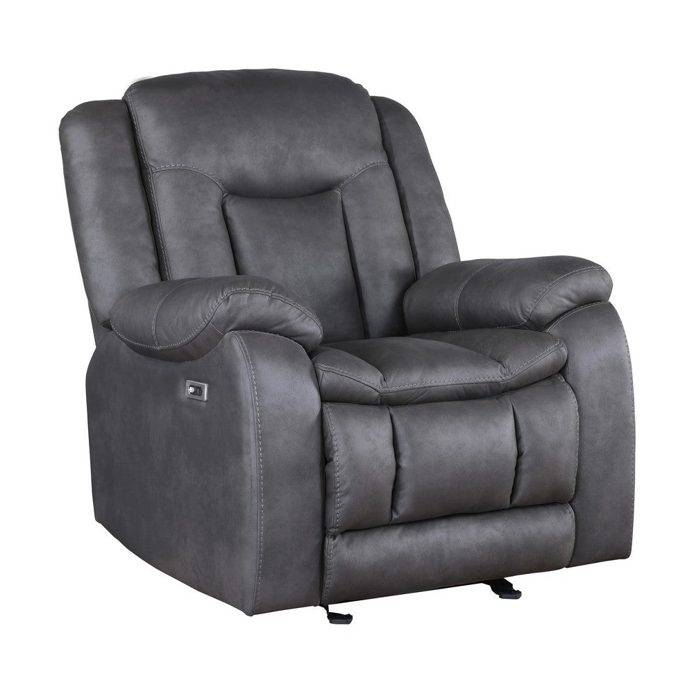 Olaf Manual Glider Recliner Chair Plush Dark Gray Faux Leather BM329838