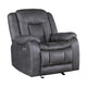 Olaf Manual Glider Recliner Chair Plush Dark Gray Faux Leather BM329838