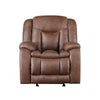 Olaf Power Recliner Chair Chaise Footrest Saddle Brown Faux Leather BM329839