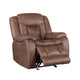 Olaf Power Recliner Chair Chaise Footrest Saddle Brown Faux Leather BM329839