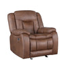 Olaf Power Recliner Chair Chaise Footrest Saddle Brown Faux Leather BM329839