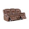 Olaf Dual Manual Recliner Sofa Saddle Brown Faux Leather 88 Inch BM329840