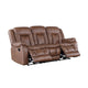 Olaf Dual Manual Recliner Sofa Saddle Brown Faux Leather 88 Inch BM329840