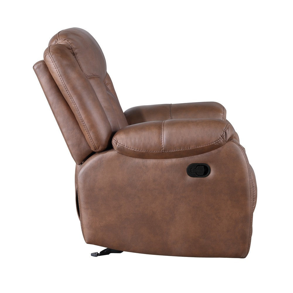 Olaf Dual Manual Recliner Sofa Saddle Brown Faux Leather 88 Inch BM329840