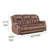 Olaf Dual Manual Recliner Sofa Saddle Brown Faux Leather 88 Inch BM329840