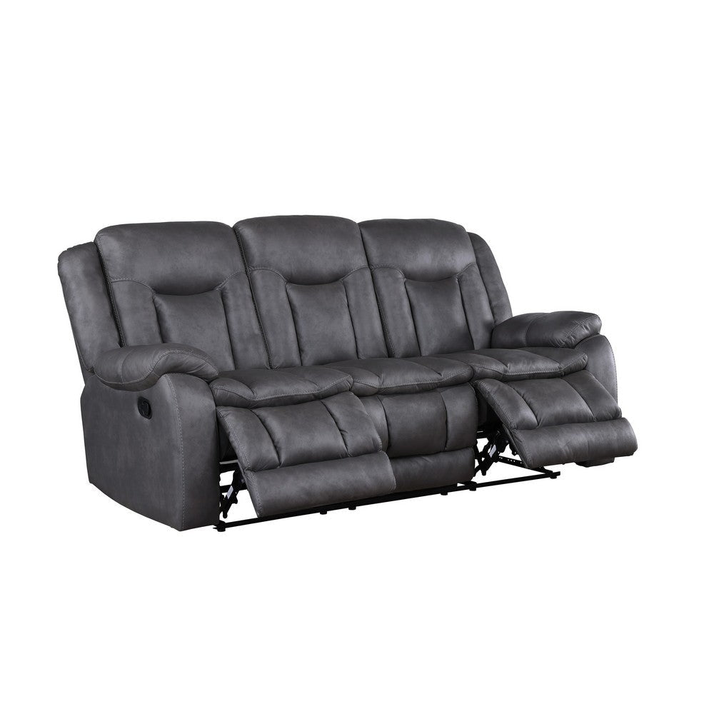 Olaf Dual Manual Recliner Sofa Dark Gray Faux Leather 88 Inch BM329841
