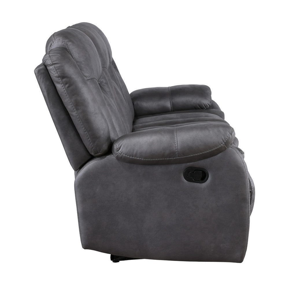 Olaf Dual Manual Recliner Sofa Dark Gray Faux Leather 88 Inch BM329841
