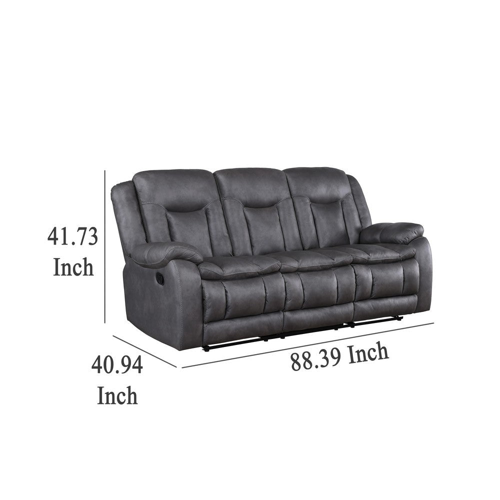 Olaf Dual Manual Recliner Sofa Dark Gray Faux Leather 88 Inch BM329841