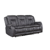 Olaf Dual Manual Recliner Sofa, Dark Gray Faux Leather 88 Inch