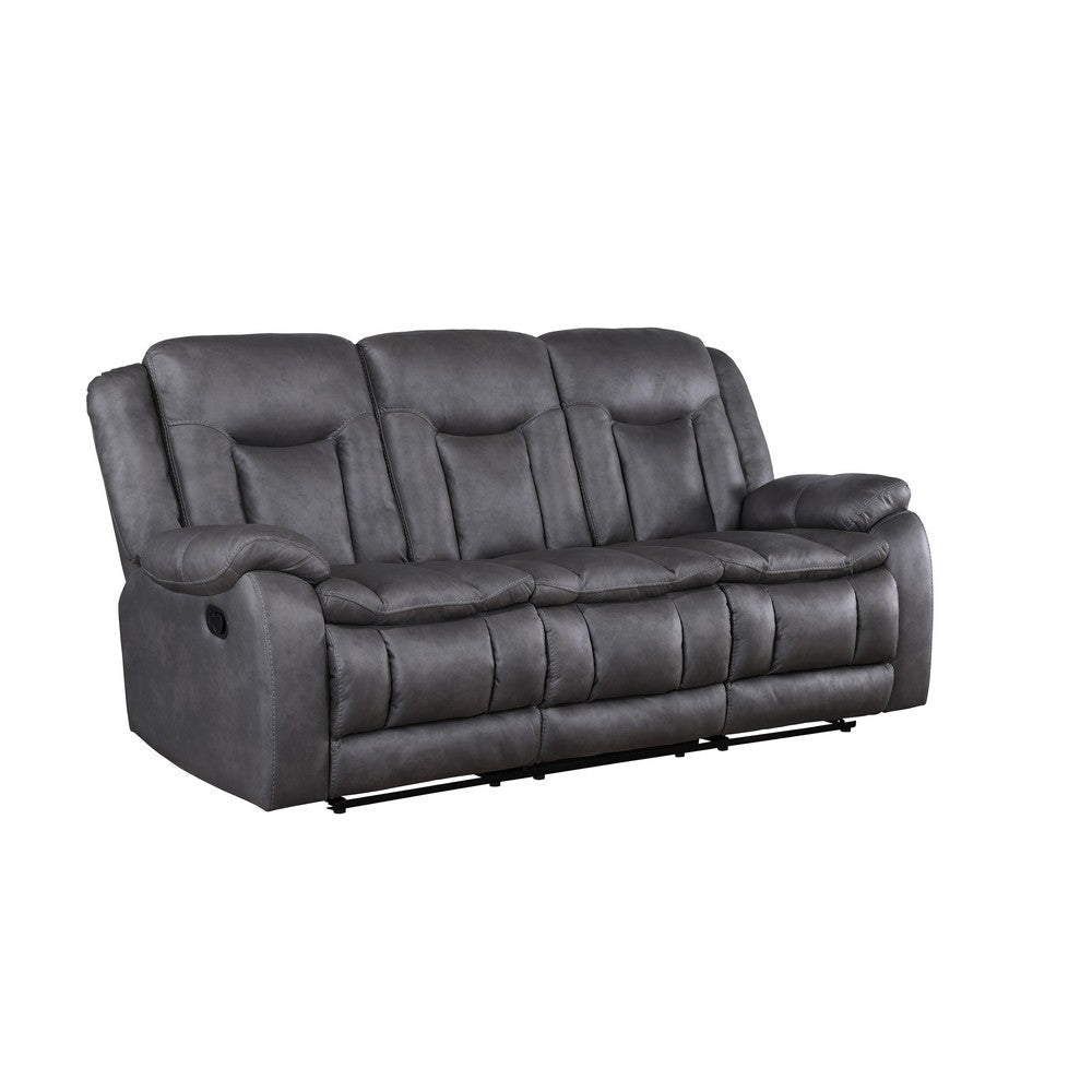 Olaf Dual Manual Recliner Sofa, Dark Gray Faux Leather 88 Inch