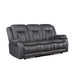 Olaf Dual Manual Recliner Sofa, Dark Gray Faux Leather 88 Inch