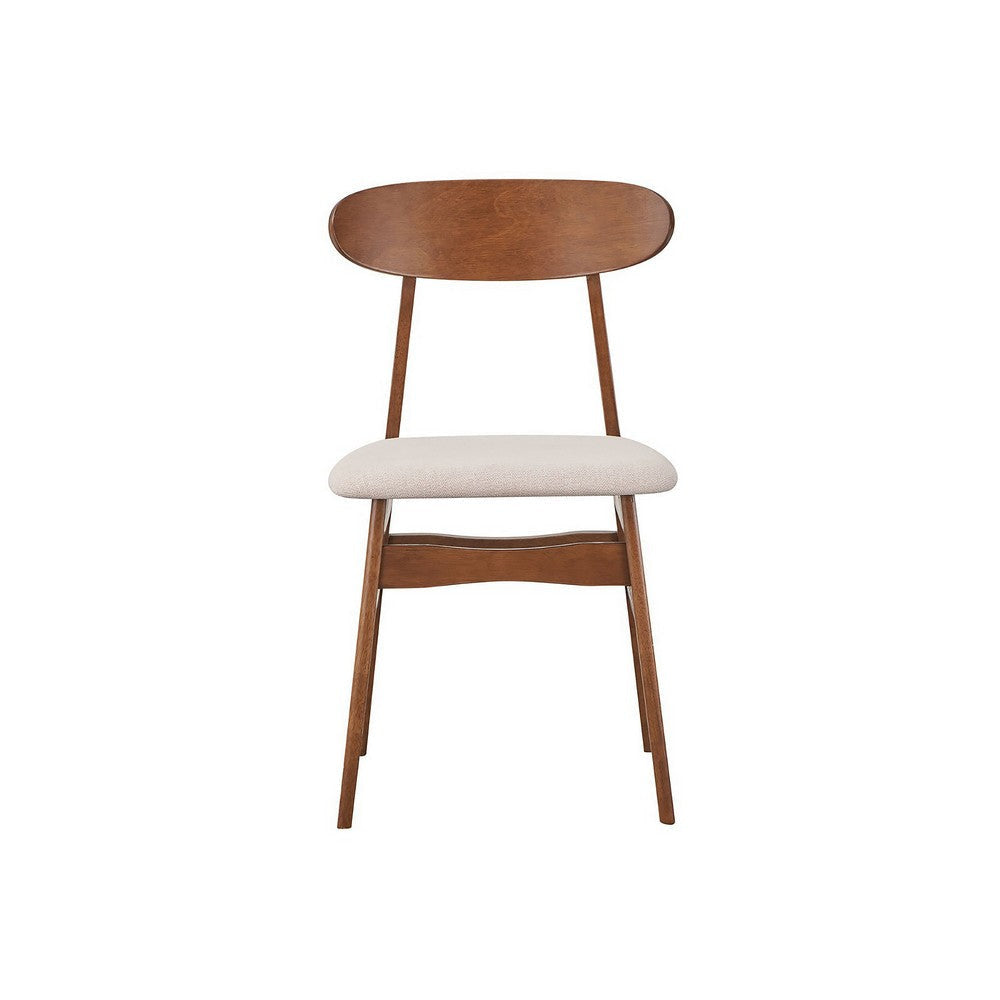 Rocco Dining Chair Set of 2 Curved Oval Backrest Brown Rubberwood BM329842