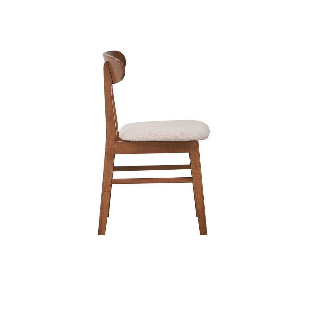 Rocco Dining Chair Set of 2 Curved Oval Backrest Brown Rubberwood BM329842