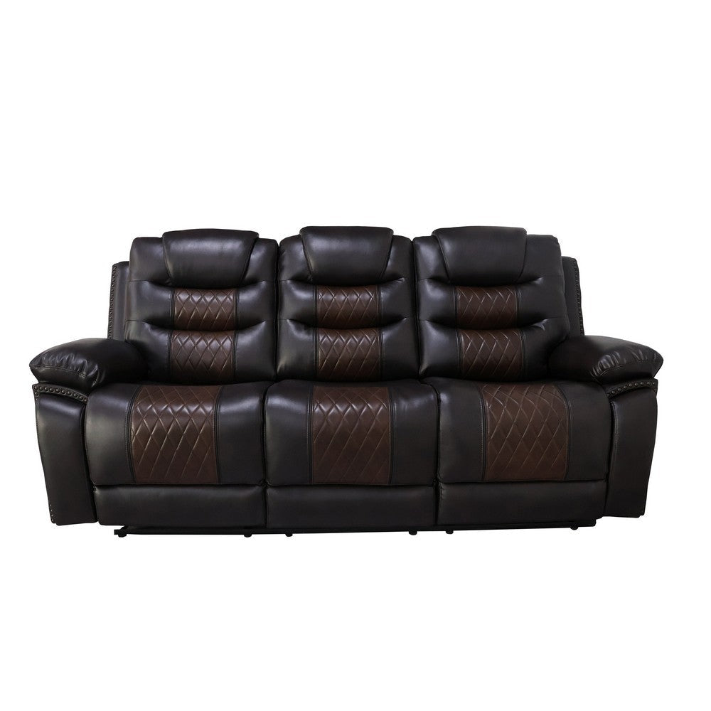 Asher Power Recliner Sofa USB Charger Brown Faux Leather 84 Inch BM329843