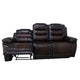 Asher Power Recliner Sofa USB Charger Brown Faux Leather 84 Inch BM329843