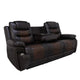 Asher Power Recliner Sofa USB Charger Brown Faux Leather 84 Inch BM329843
