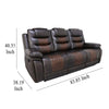 Asher Power Recliner Sofa USB Charger Brown Faux Leather 84 Inch BM329843