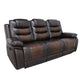 Asher Power Recliner Sofa, USB Charger, Brown Faux Leather 84 Inch