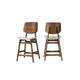 Scar Counter Height Chair Set of 2, Beige Polyester, Brown Rubberwood