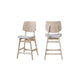 Scar Counter Height Chair Set of 2, Gray Polyester, White Rubberwood