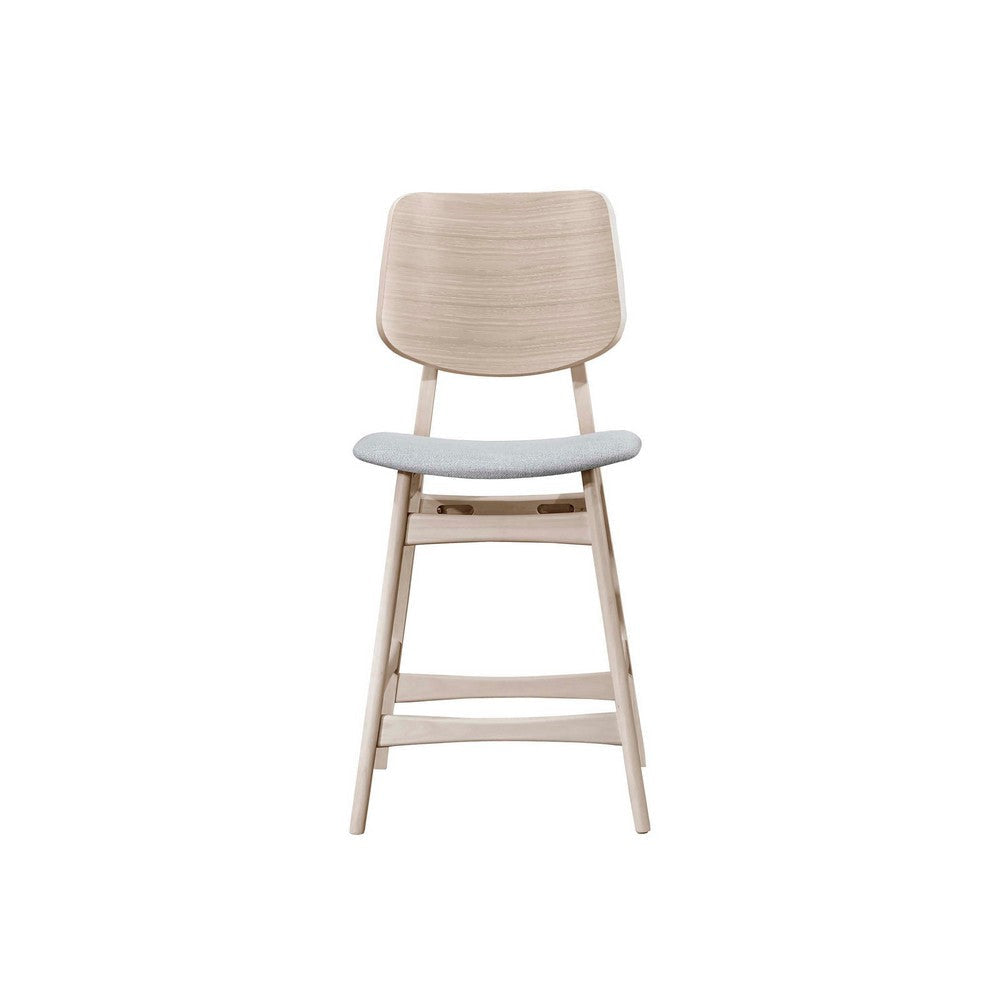 Scar Counter Height Chair Set of 2 Gray Polyester White Rubberwood