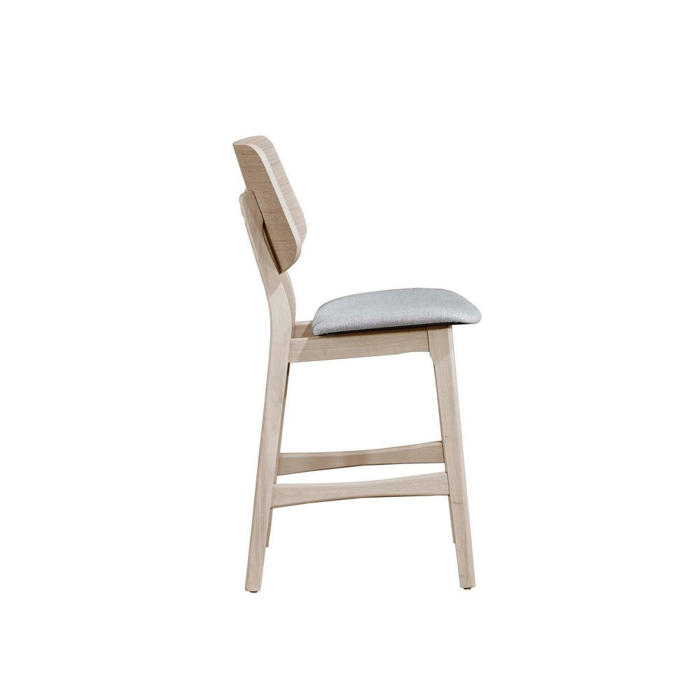 Scar Counter Height Chair Set of 2 Gray Polyester White Rubberwood