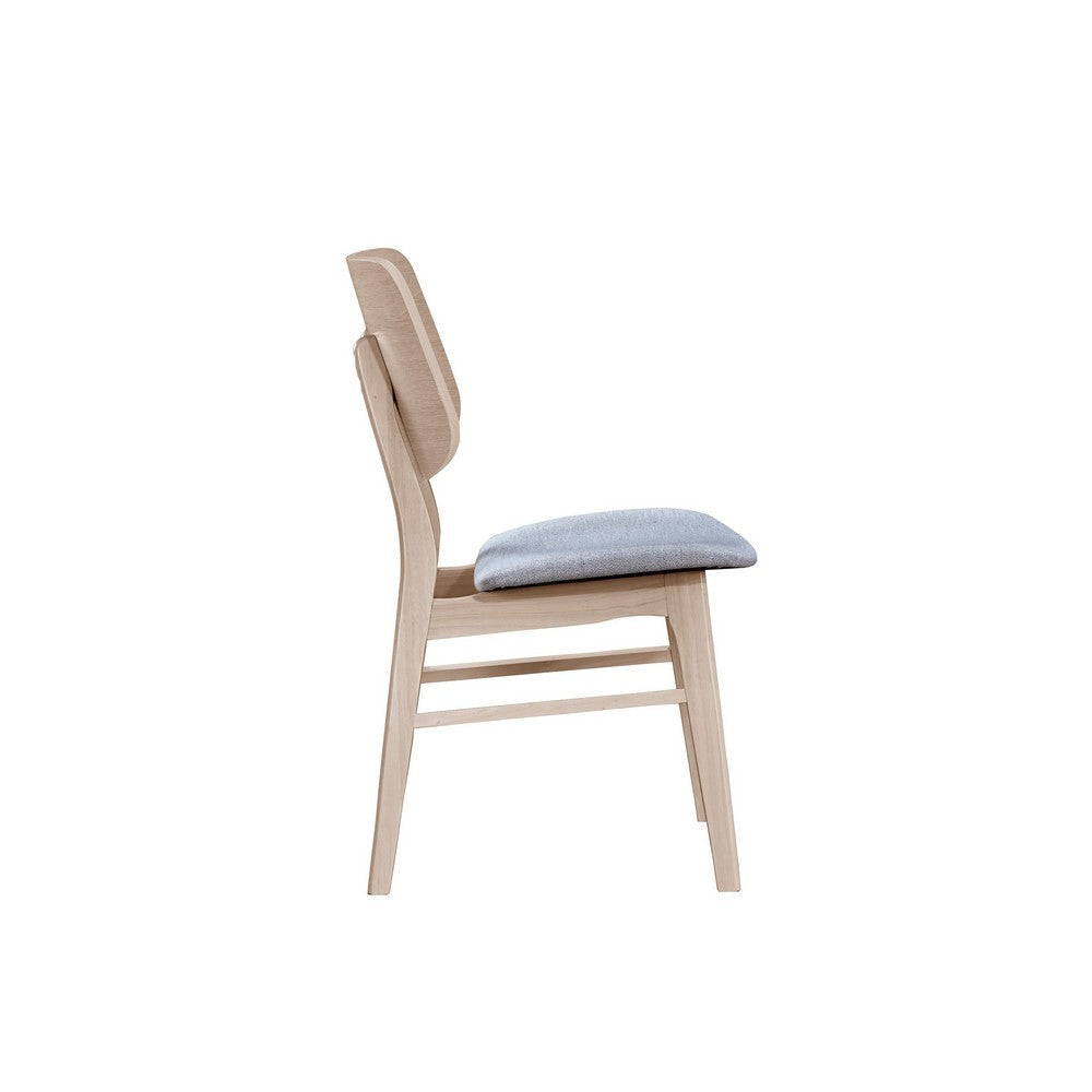 Scar Dining Chair Set of 2 Gray Polyester Seat White Rubberwood BM329851