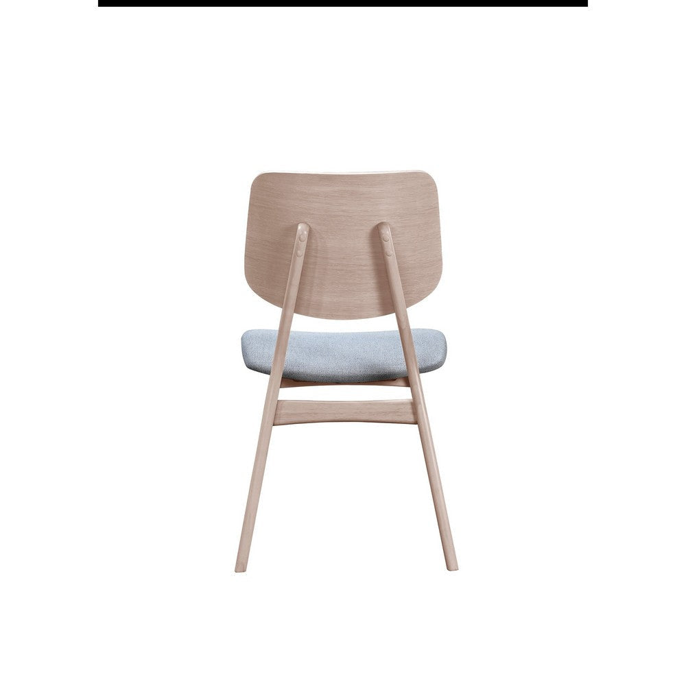 Scar Dining Chair Set of 2 Gray Polyester Seat White Rubberwood BM329851