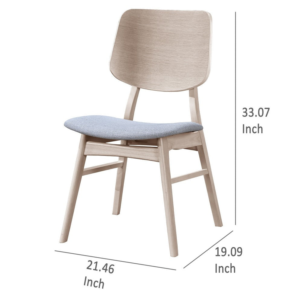Scar Dining Chair Set of 2 Gray Polyester Seat White Rubberwood BM329851