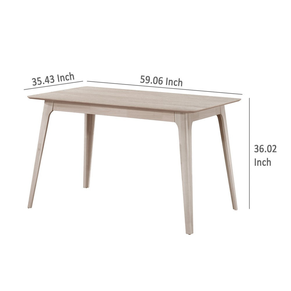 Scar Counter Height Table with Tapered Legs Whitewashed Wood 59 Inch BM329853