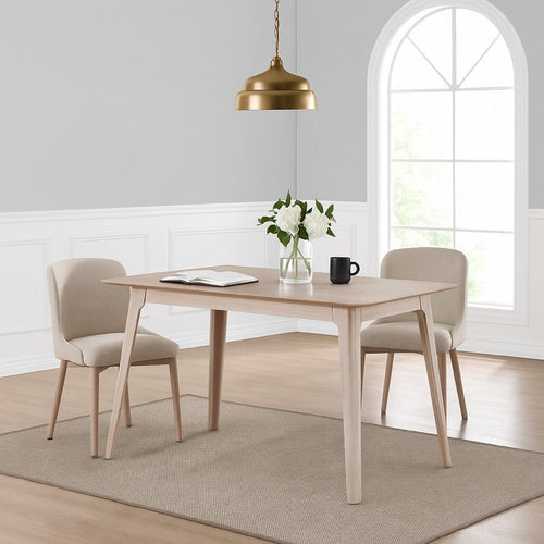 Scar Counter Height Table with Tapered Legs, Whitewashed Wood 59 Inch