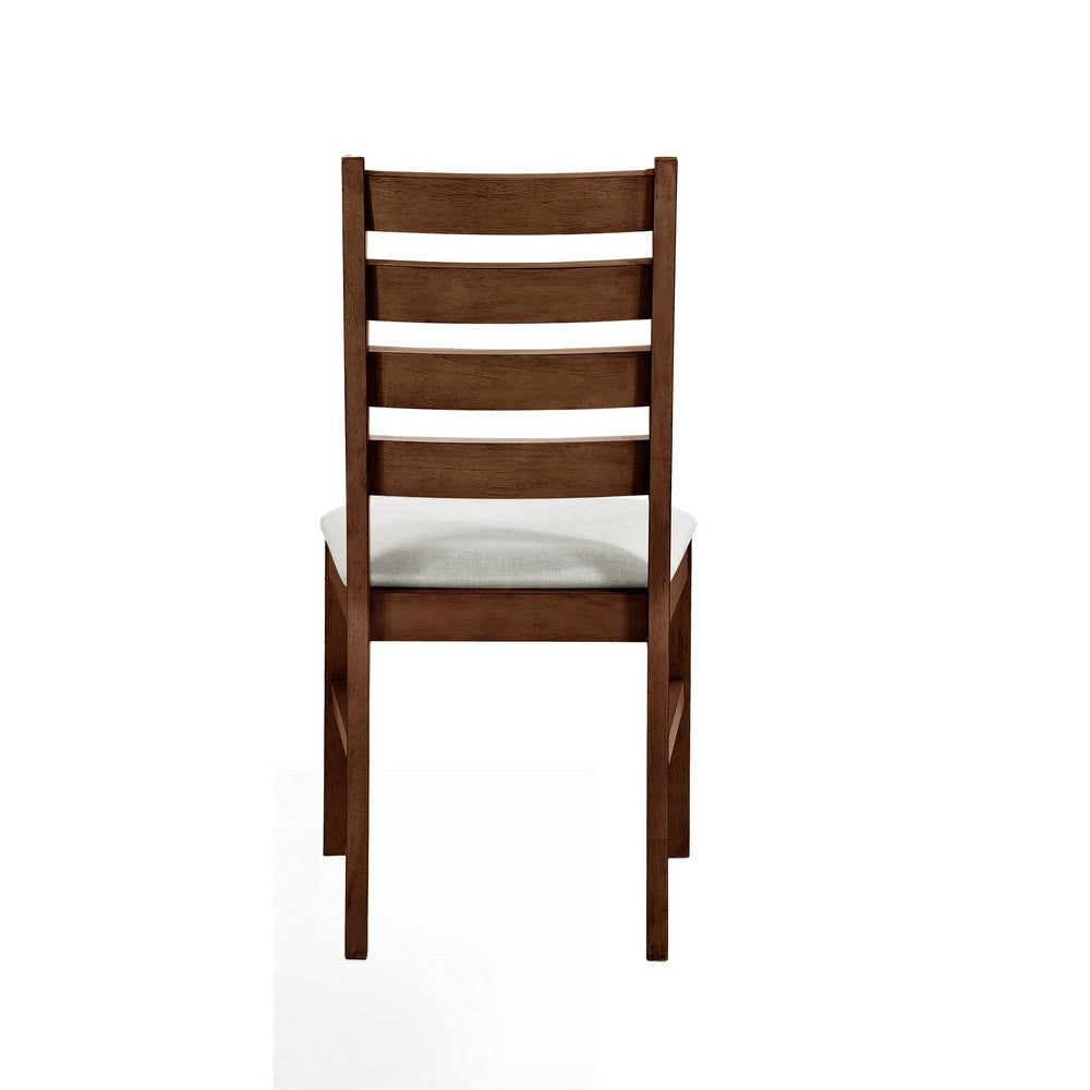 Accai Dining Chair Set of 2 Beige Polyester Walnut Brown Rubberwood BM329859