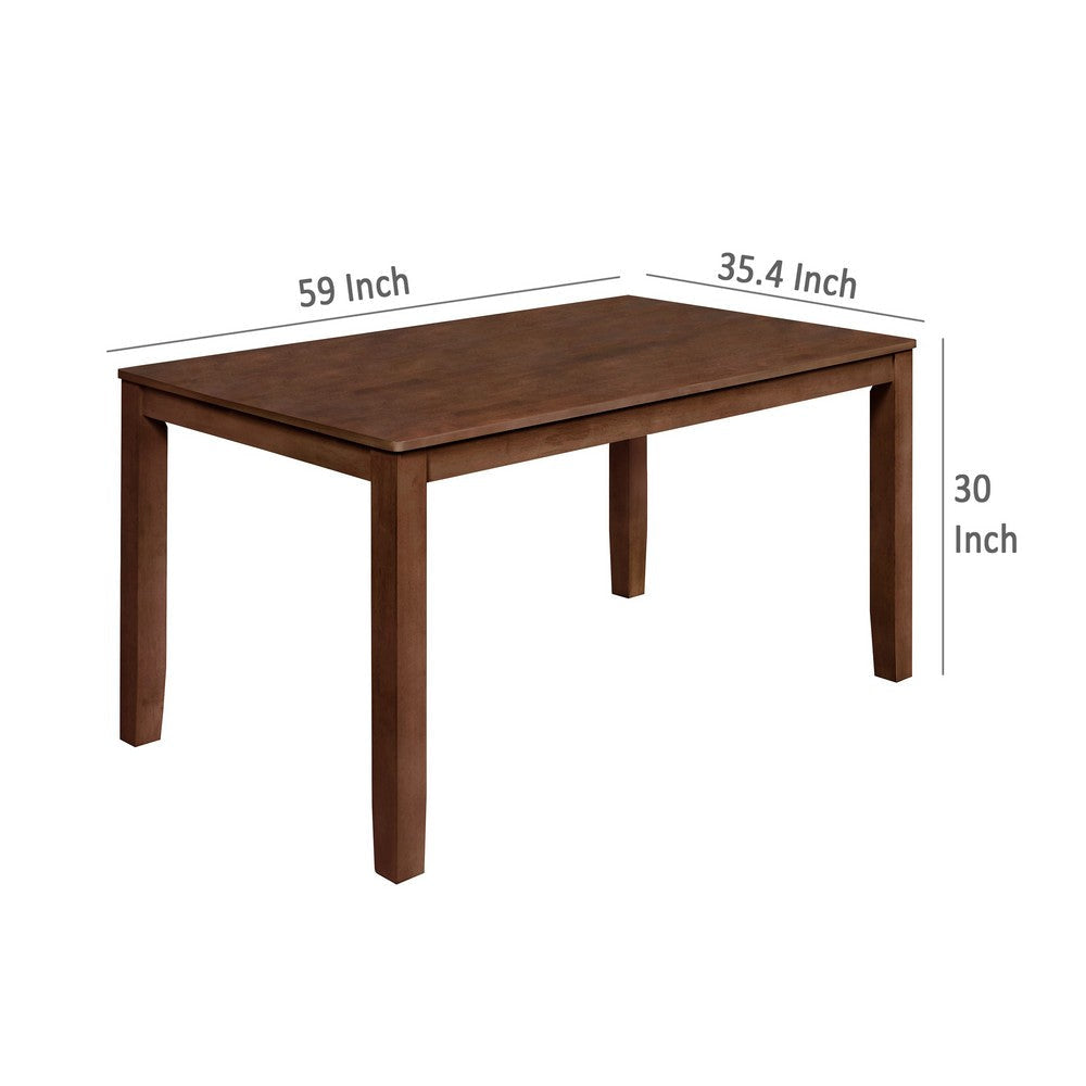 Accai Dining Table Angled Legs Rectangular Walnut Rubberwood 59 Inch BM329861