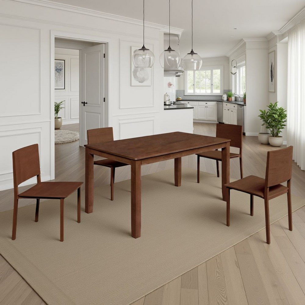 Accai Dining Table, Angled Legs, Rectangular Walnut Rubberwood 59 Inch