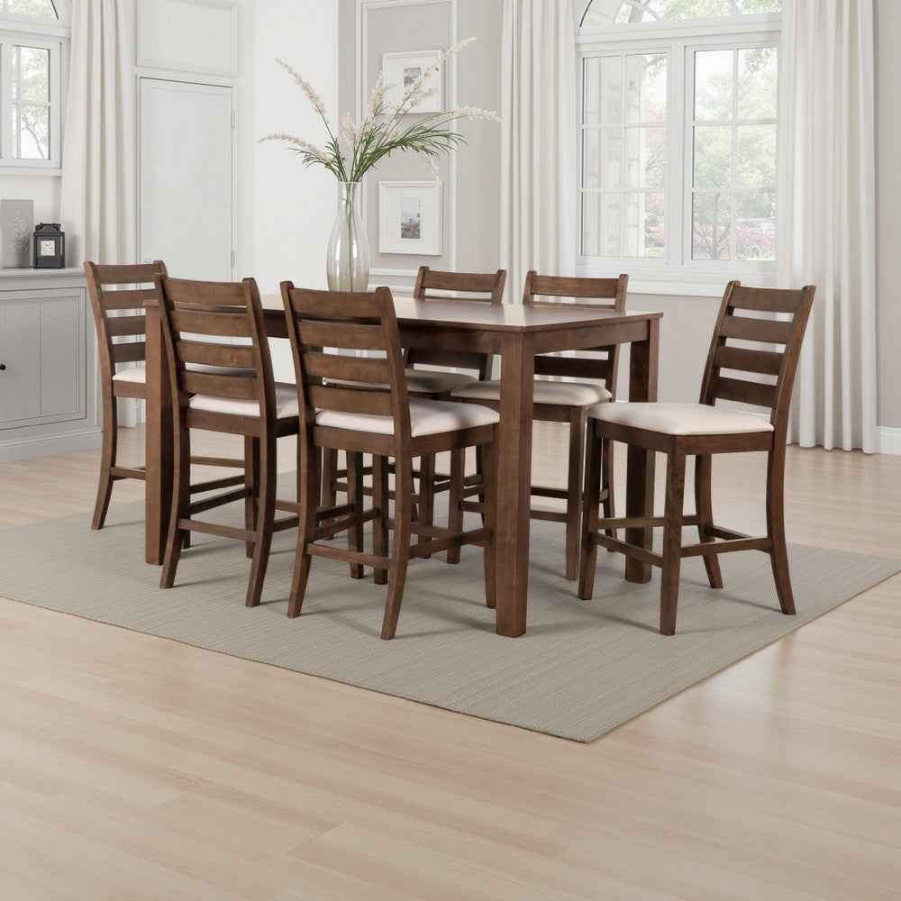 Accai Counter Height Dining Table, Angled Legs, Walnut Wood 59 Inch