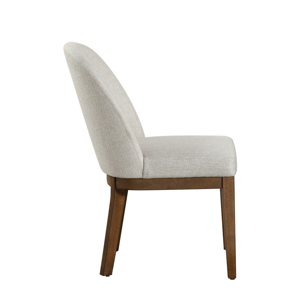 Enix Dining Chair Set of 2 Curved Back Brown Wood Gray Polyester BM329864