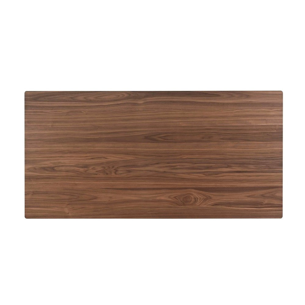 Thoi Dining Table 71 Inch Retro Angled Legs Brown Solid Rubberwood BM329865