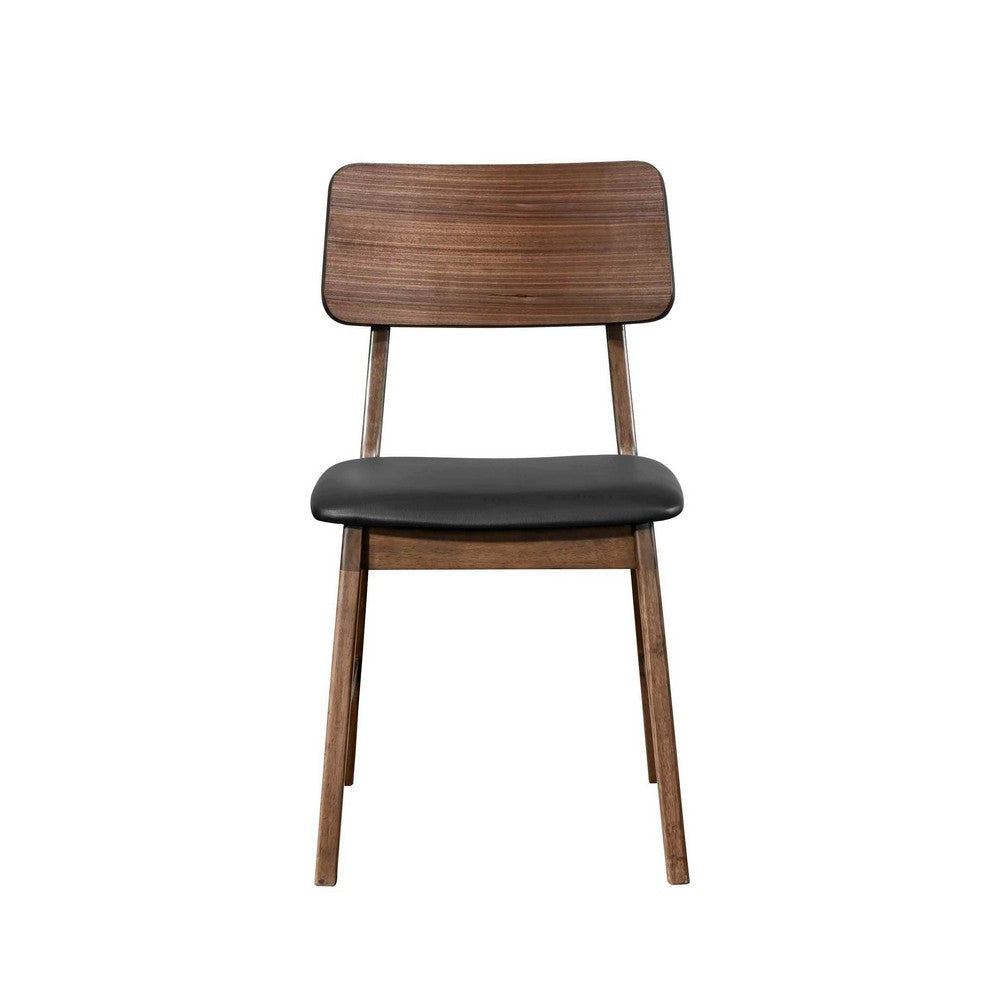 Thoi Dining Chair Set of 2 Curved Open Backrest Brown Solid Wood BM329866