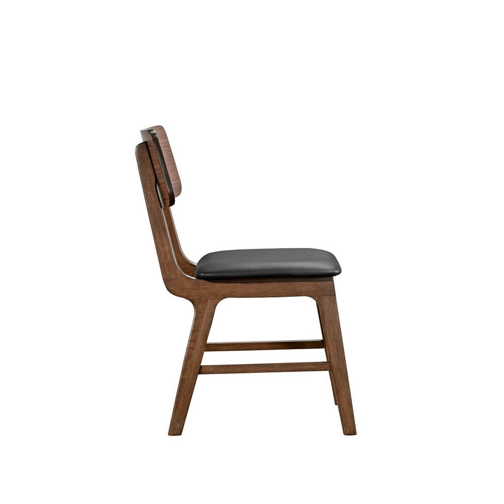 Thoi Dining Chair Set of 2 Curved Open Backrest Brown Solid Wood BM329866