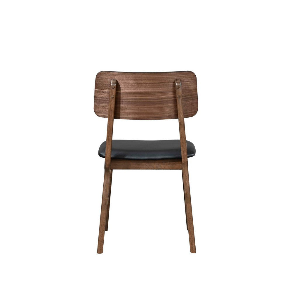 Thoi Dining Chair Set of 2 Curved Open Backrest Brown Solid Wood BM329866