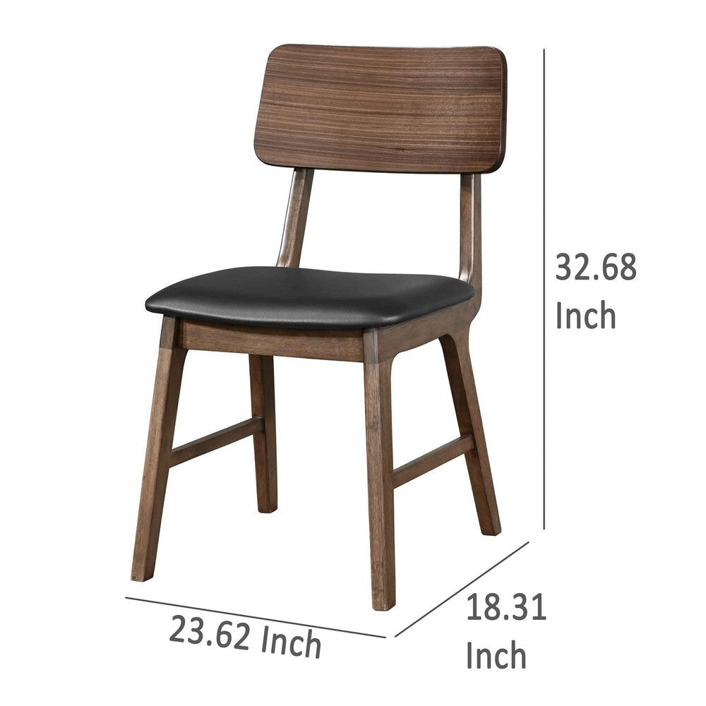 Thoi Dining Chair Set of 2 Curved Open Backrest Brown Solid Wood BM329866