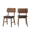 Thoi Dining Chair Set of 2, Curved Open Backrest, Brown Solid Wood
