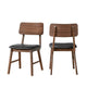 Thoi Dining Chair Set of 2, Curved Open Backrest, Brown Solid Wood