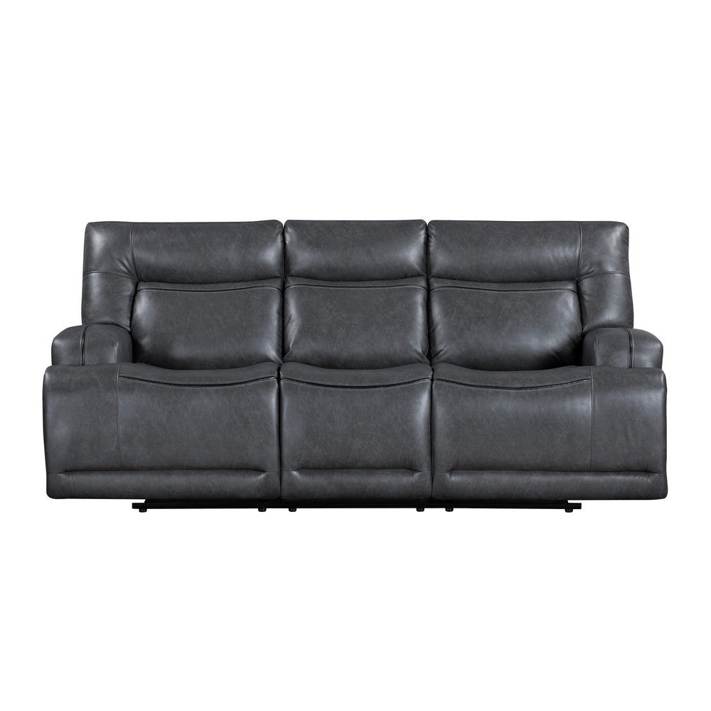 Tito Power Reclining Sofa Gray 91 Inch Drop Down Tray USB Port BM329868